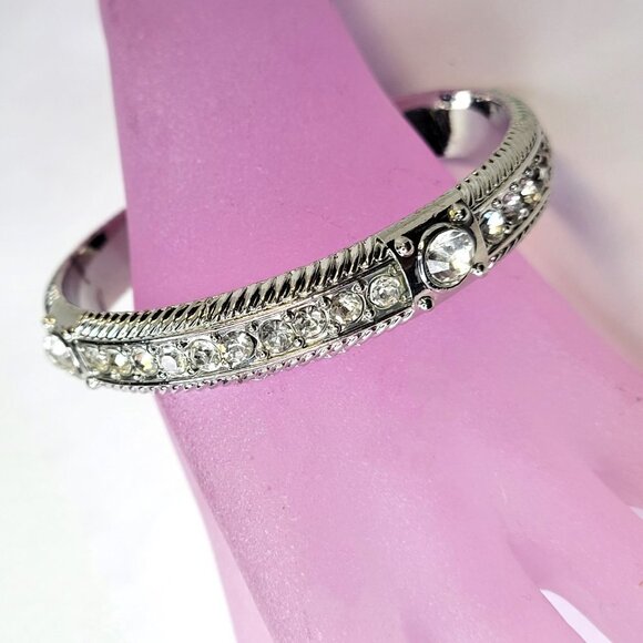 Silver Bangle with Crystals - Picture 1 of 15